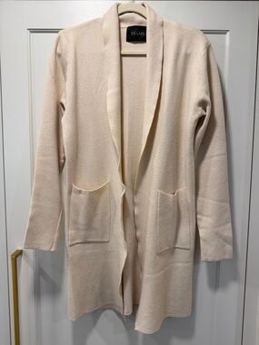 DELUC Cream Open Front Long Cardigan